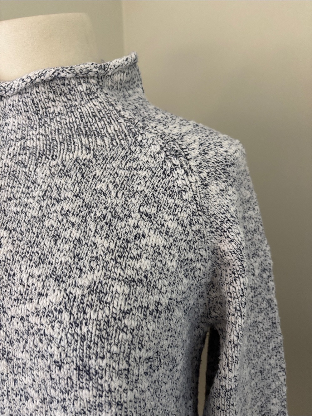 LL Bean Cotton Ragg Sweater, Funnelneck Pullover Size M - Picture 3 of 8
